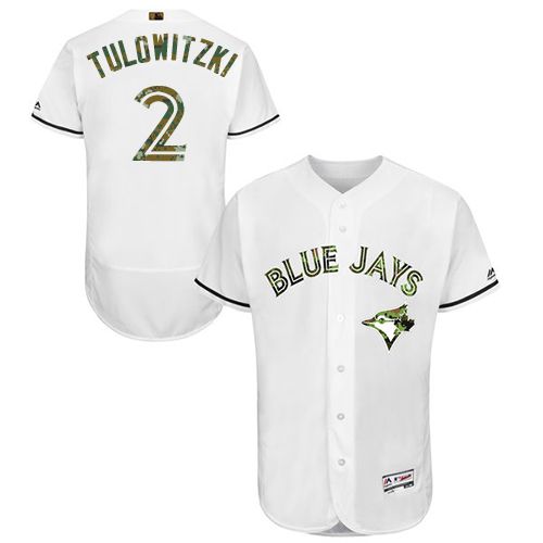 Blue Jays #2 Troy Tulowitzki White Flexbase Authentic Collection Memorial Day Stitched MLB Jersey - Click Image to Close